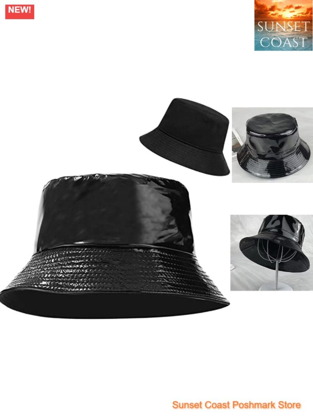 Reversible PU Leather Bucket Hat Women Sun UV Protection Foldable